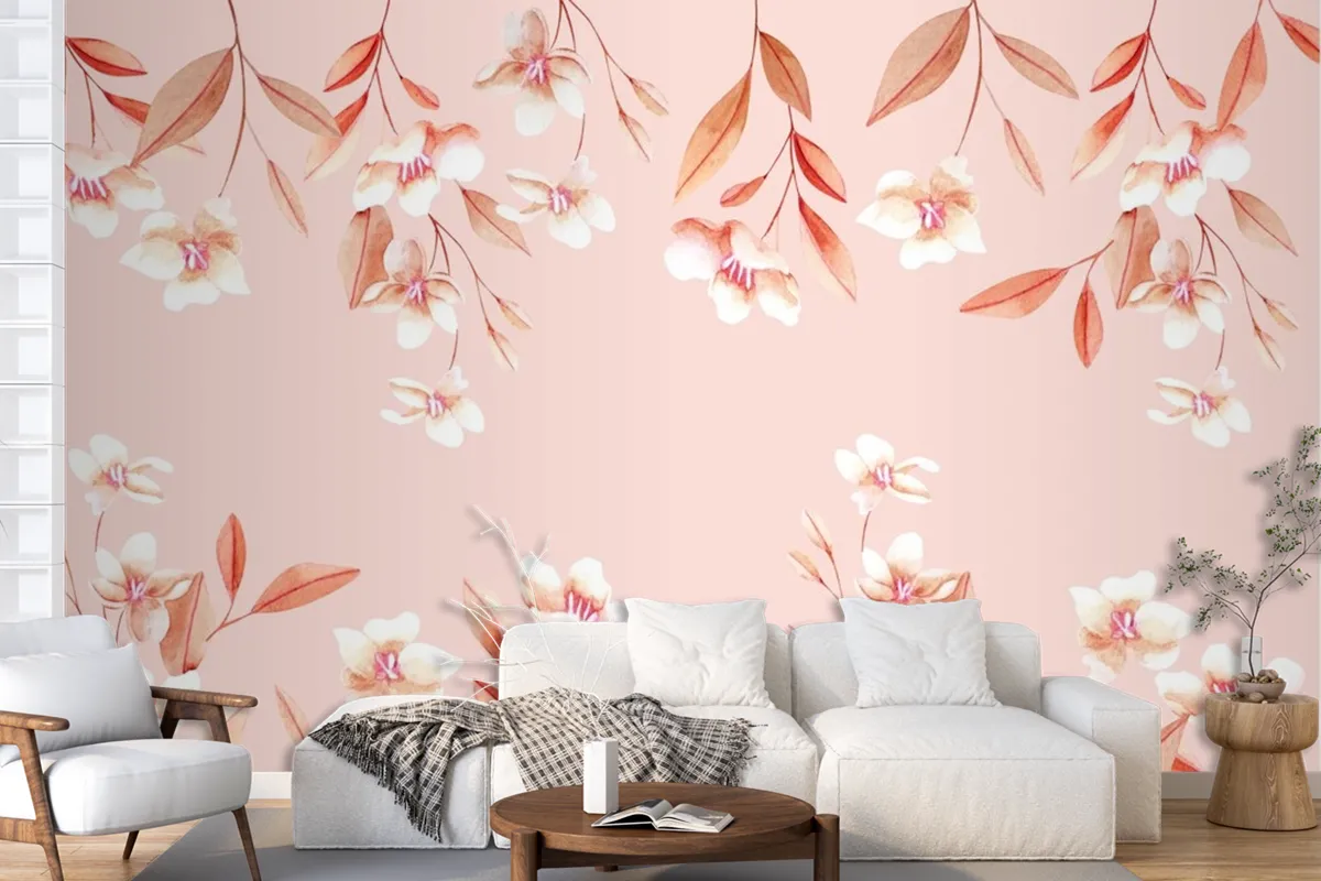 Floral Background With Soft Colors Wallpaper Mural