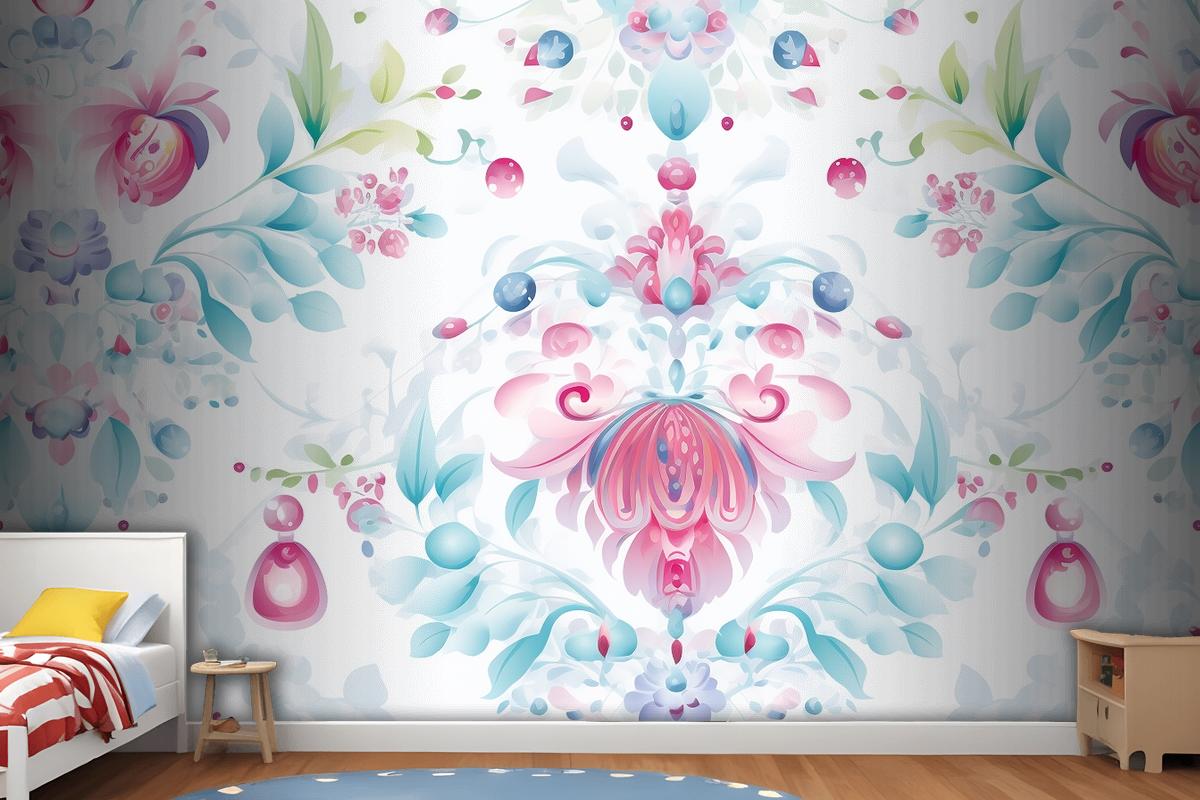 Floral Pattern Background Girl Wallpaper Mural