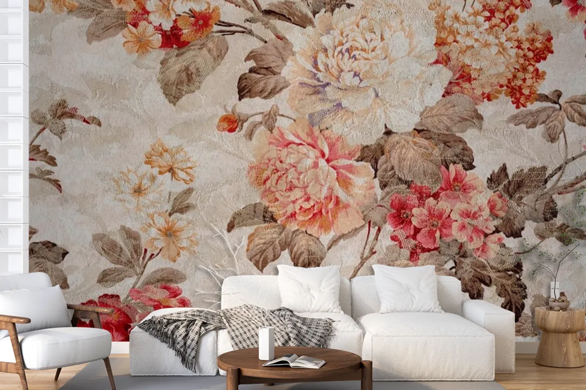 Floral Pattern Fabric Texture Wallpaper Mural