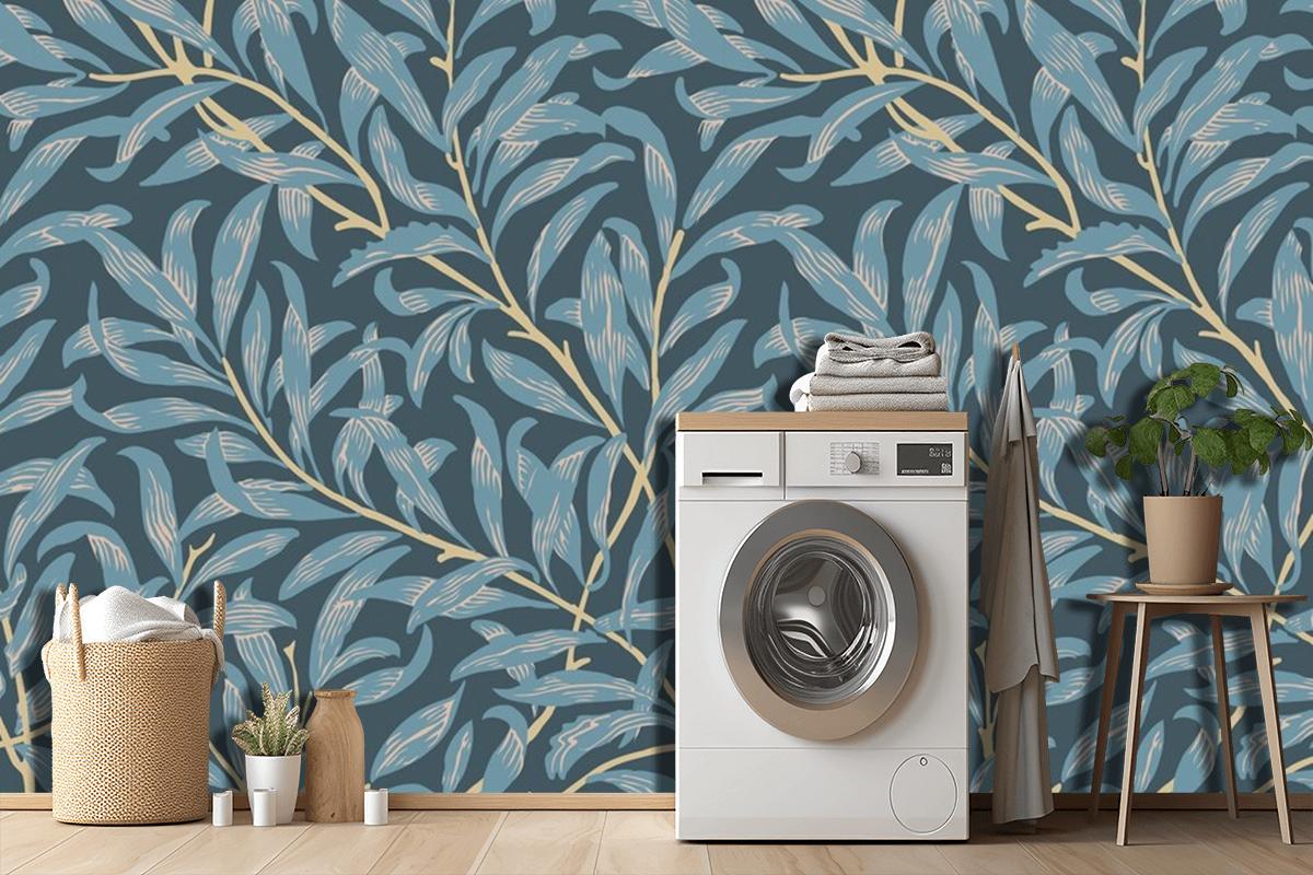 Floral Pattern Design Laundry Room Wallpaper Mural