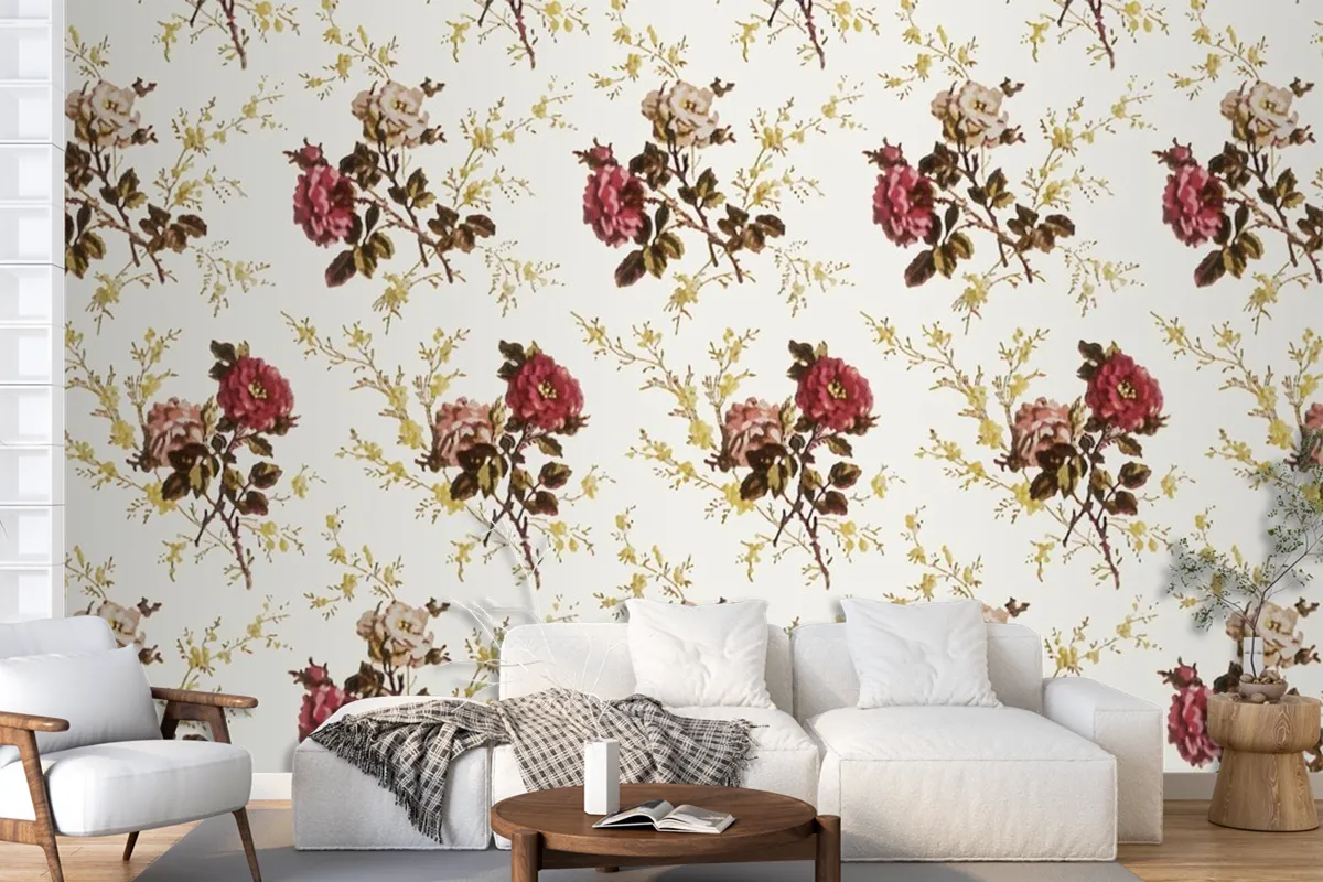 Floral Vintage Style Seamless Pattern Wallpaper Mural