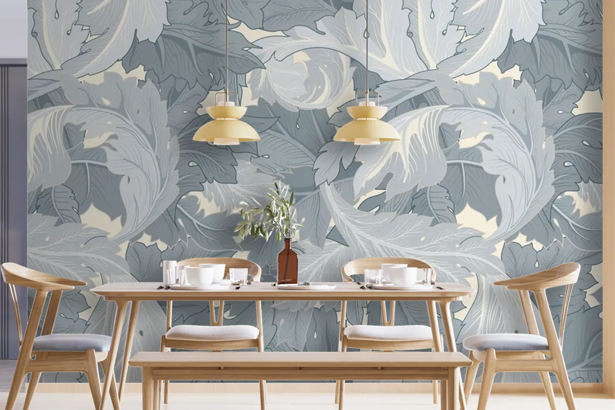 Flower Pattern Dining Room Wallpaper Mural