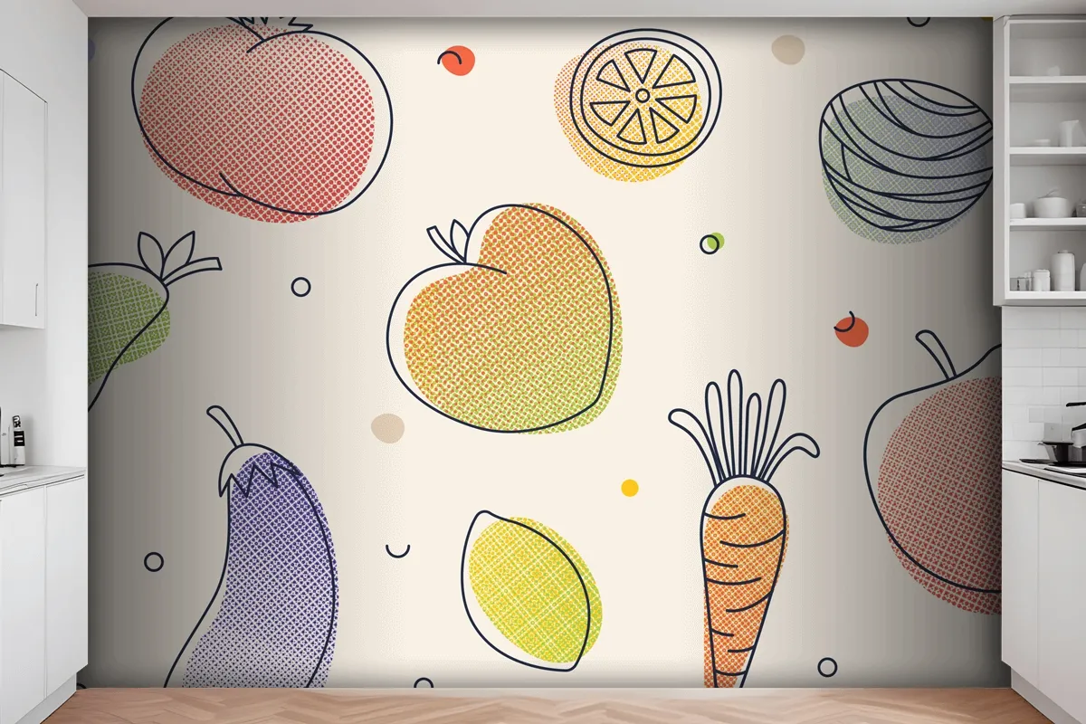 Fruits And Vegetables Kitchen Wallpaper Mural