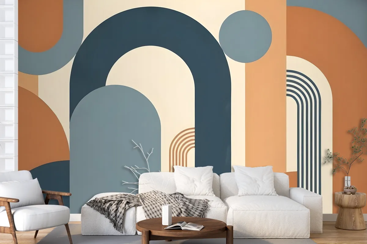 Geometric Arch With Shapes Wallpaper Mural