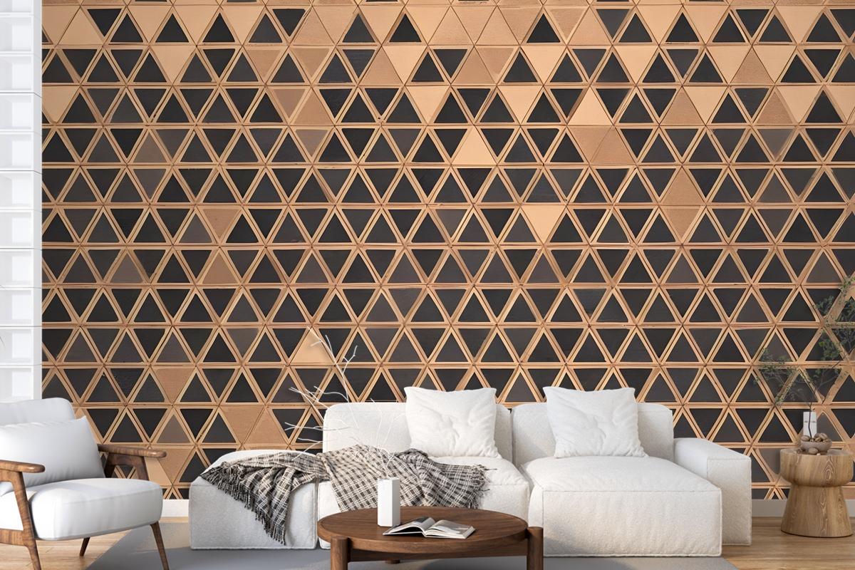 Geometric Triangle Shape Wood Texture Effect Wall Mural