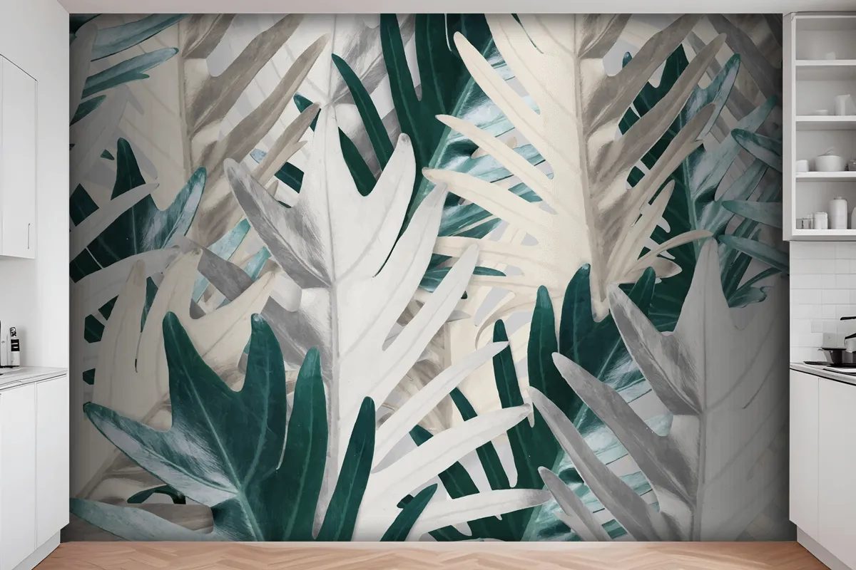 Gold And Green Palm Leaf Kitchen Wallpaper Mural