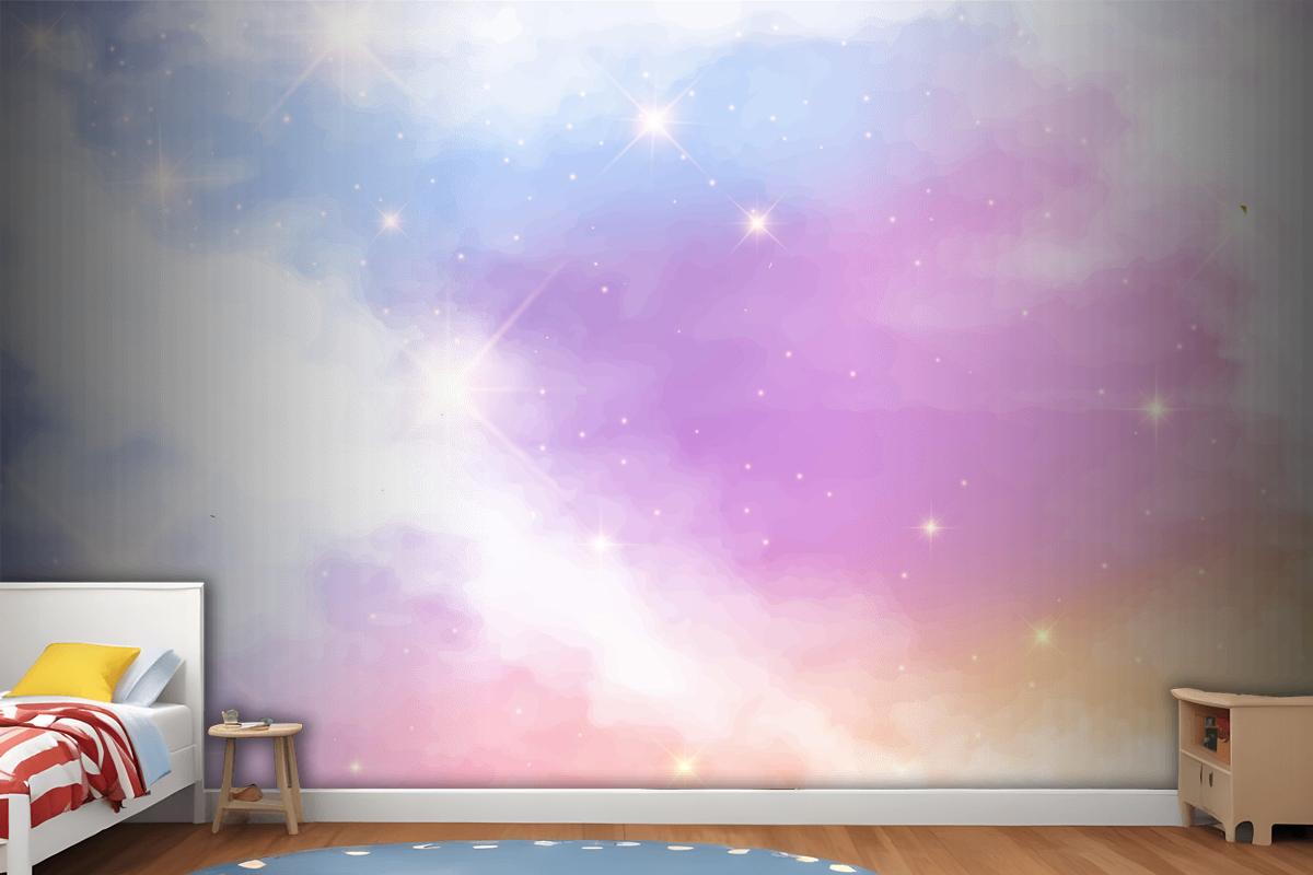 Gradient Pastel Sky Background Girl Wallpaper Mural