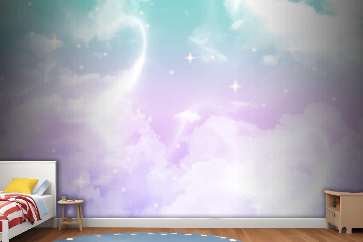 Gradient Pastel Sky Girl Wallpaper Mural