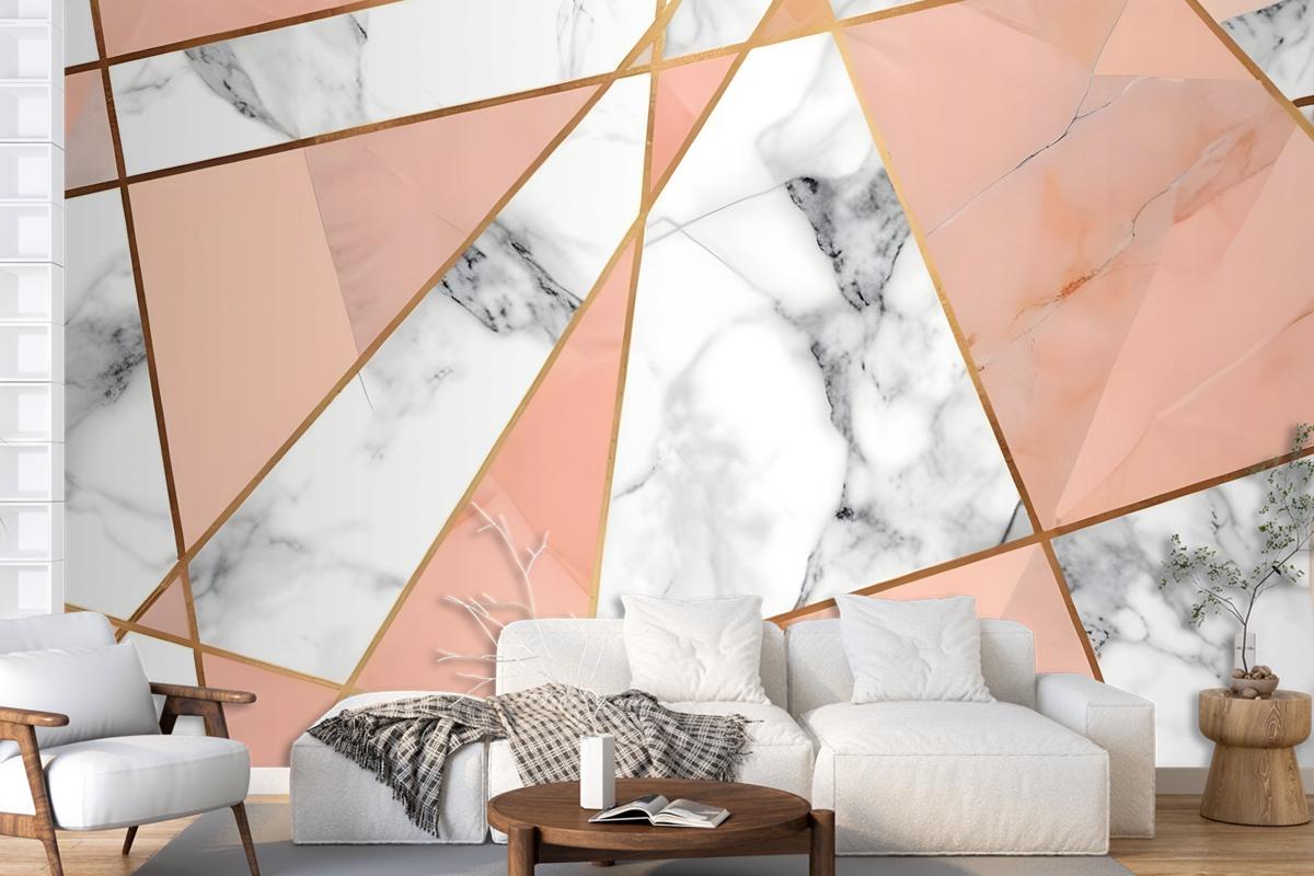 Gray Pink Marble Pattern Wallpaper Mural