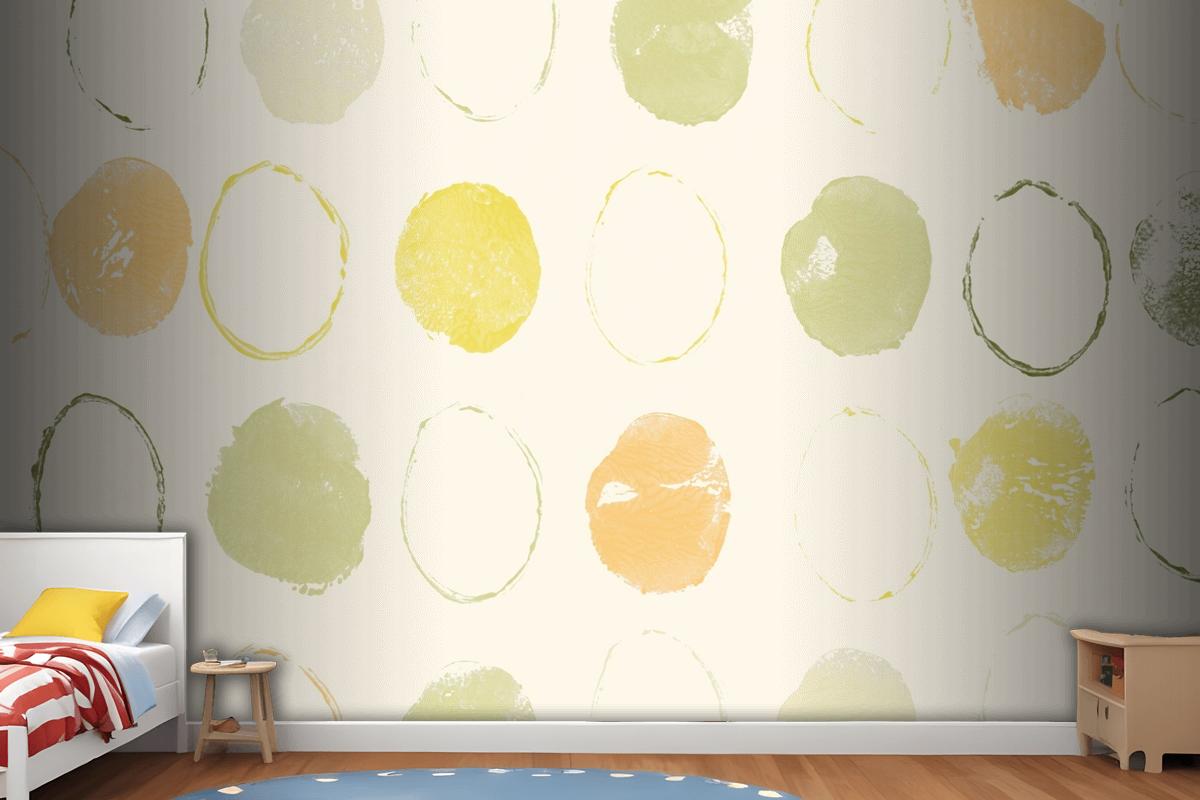 Green Circle Pattern Background Handmade Prints Wallpaper Mural