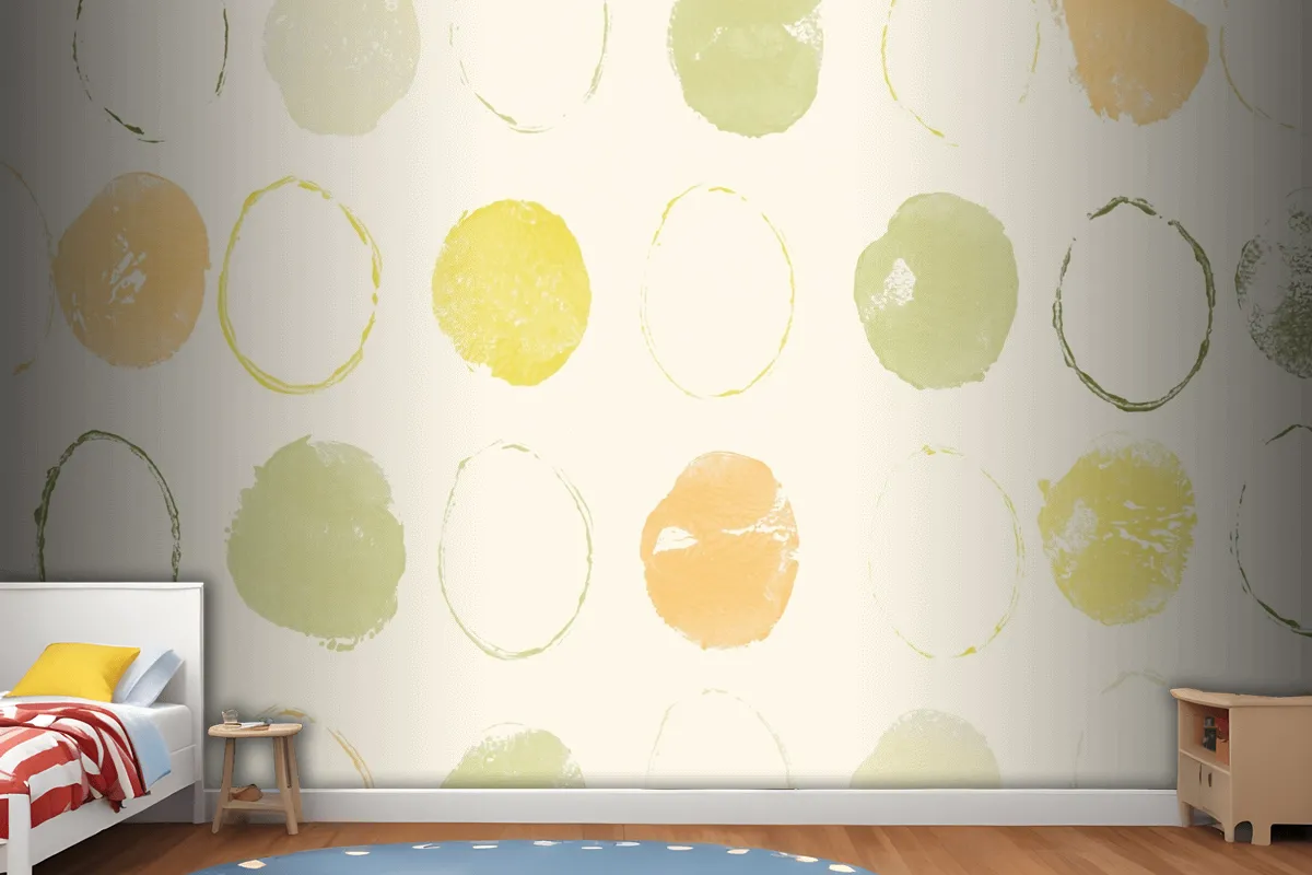 Green Circle Pattern Background Handmade Prints Wallpaper Mural