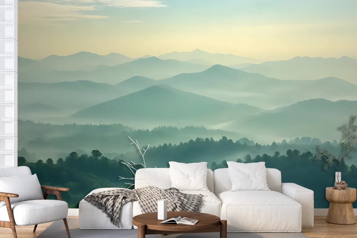 Green Mountain Silhouette Wallpaper Mural