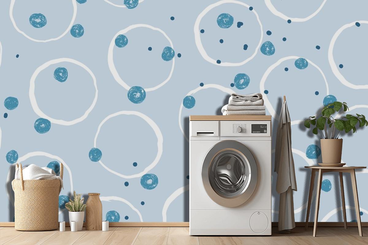 Hand Drawn Blue Dots Background Wallpaper Mural