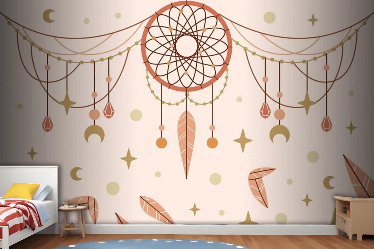 Hand Drawn Boho Background Wallpaper Mural