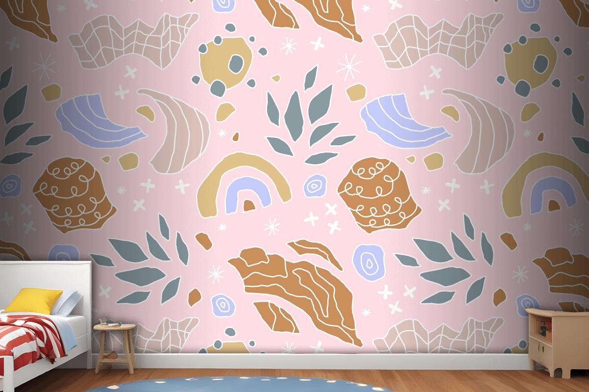 Hand Drawn Cutout Collage Pattern Wallpaper Mural