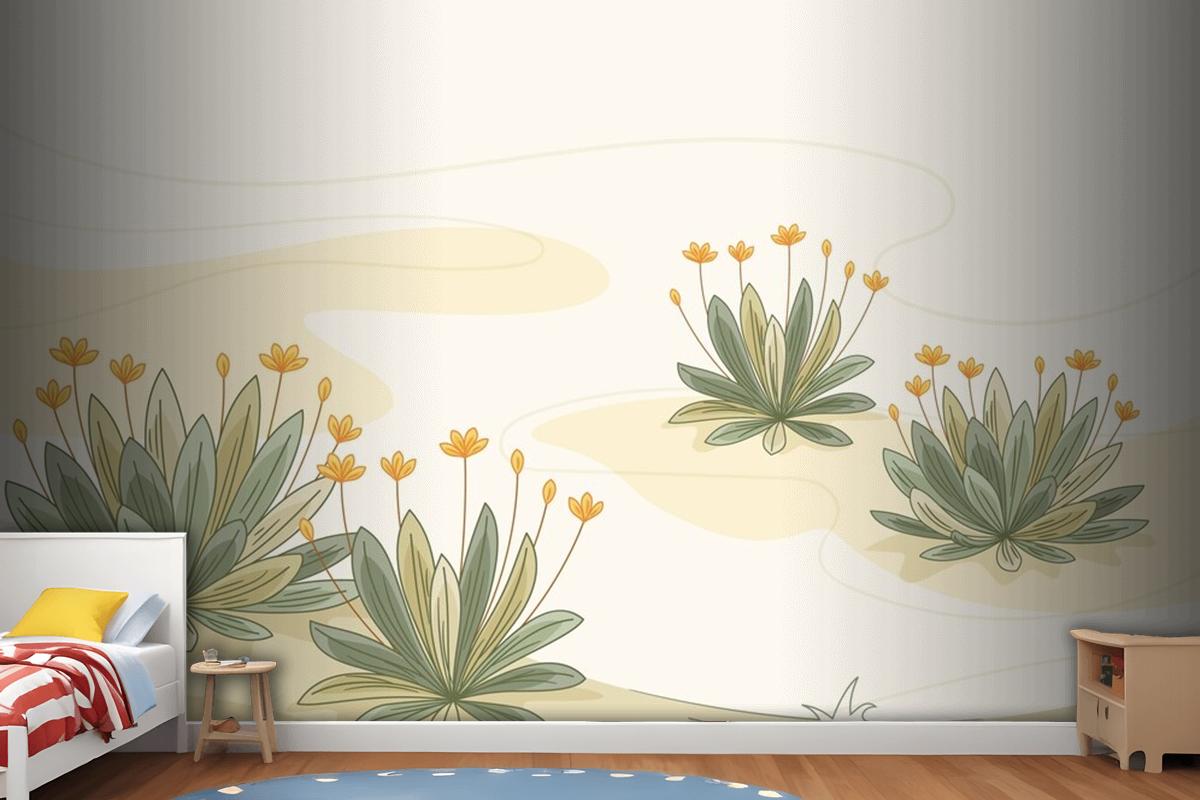 Hand Drawn Frailejon Plant Background Wallpaper Mural