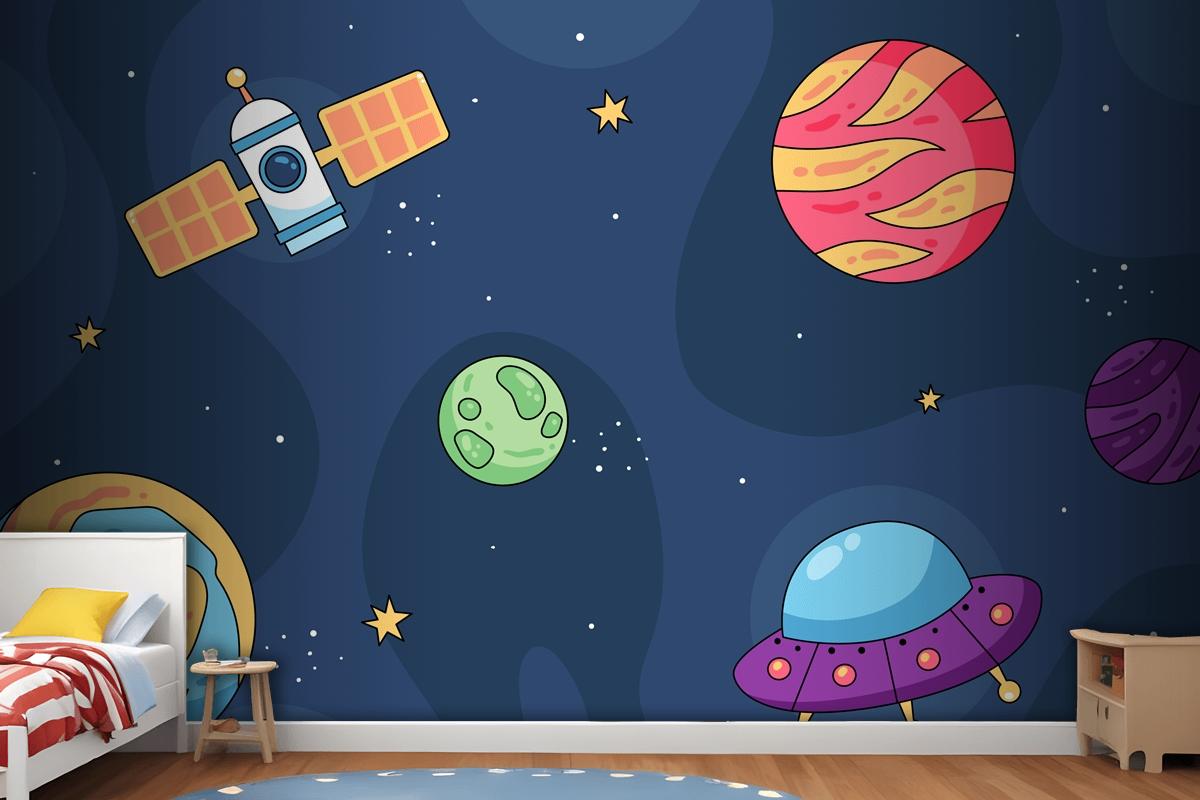 Hand Drawn Galaxy Kids Wallpaper Mural