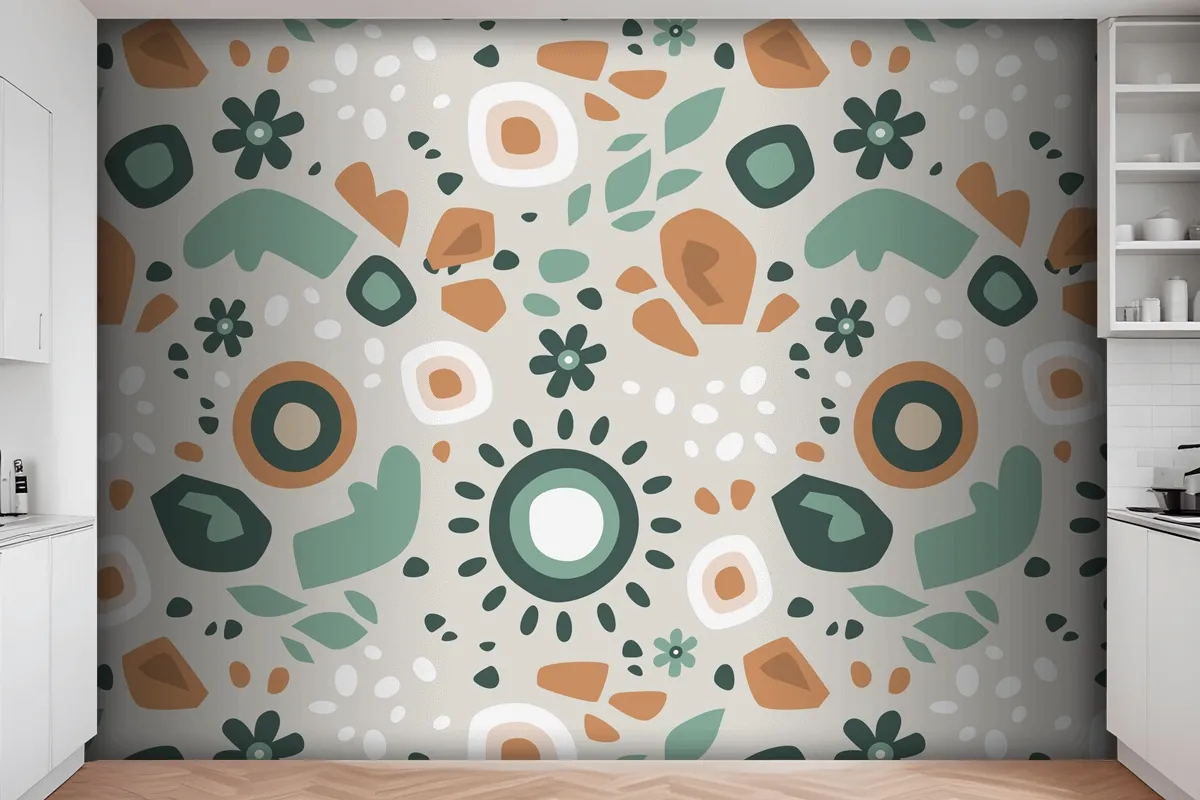 Hand Drawn Muted Colors Pattern Design Wallpaper Mural