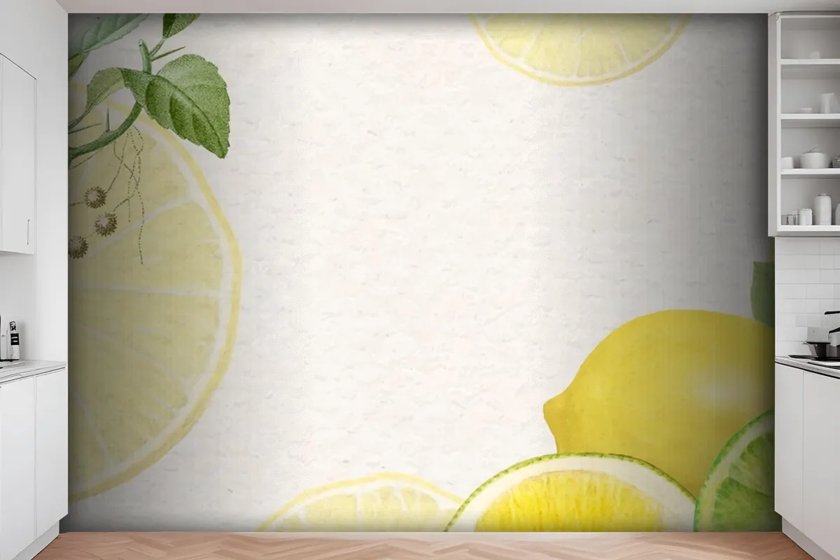 Hand Drawn Natural Fresh Lemon Wallpaper Mural