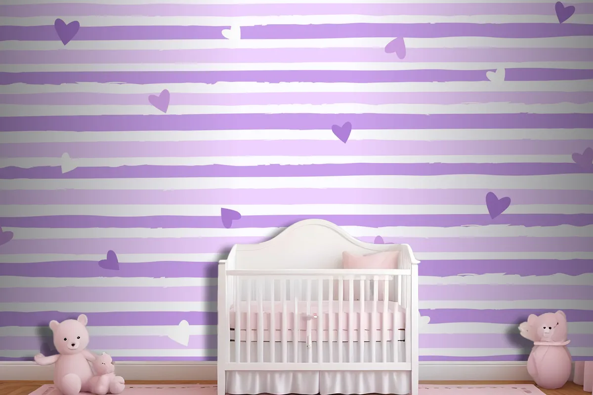 Hand Drawn Purple Striped Background Wallpaper Mural