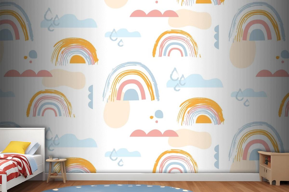 Hand Drawn Rainbow Pattern Design Girl Wallpaper Mural