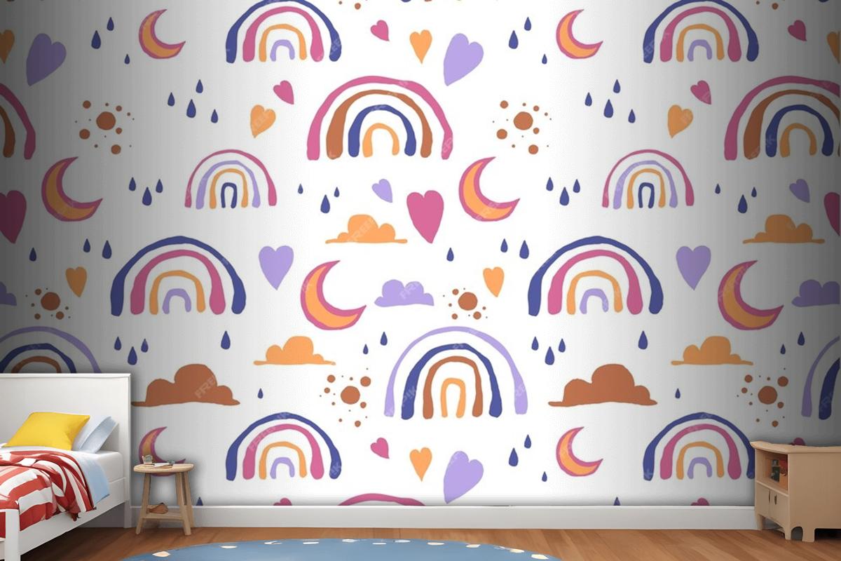 Hand Drawn Rainbow Pattern Design Wallpaper Mural