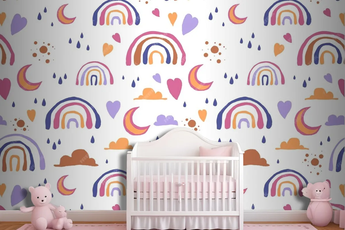 Hand Drawn Rainbow Pattern Design Wallpaper Mural