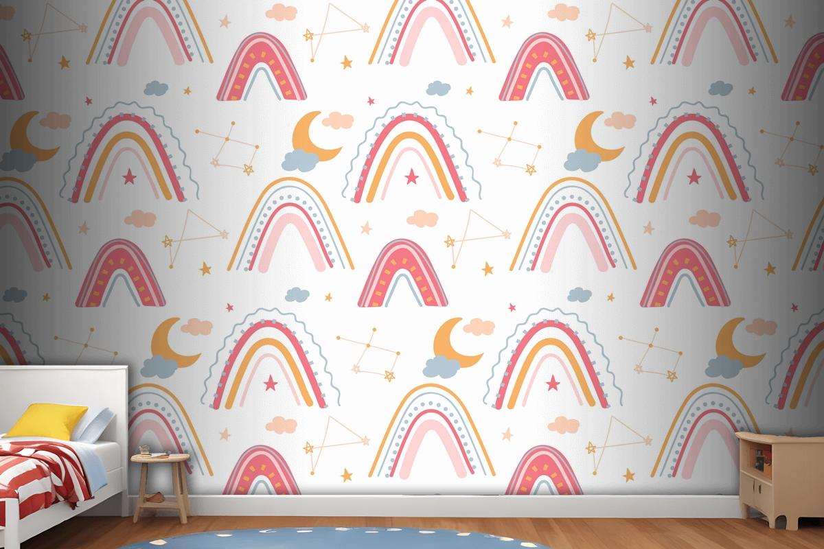 Hand Drawn Rainbow Pattern Wallpaper Mural