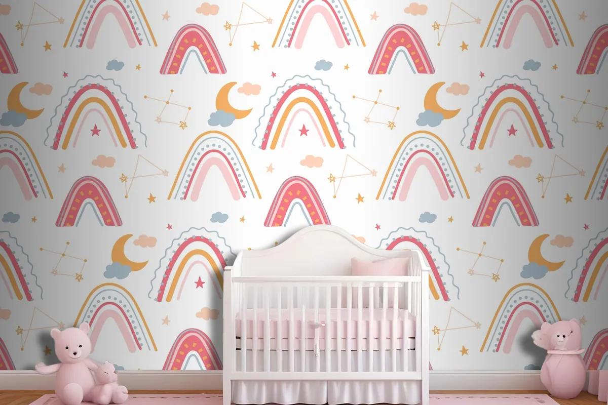 Hand Drawn Rainbow Pattern Wallpaper Mural