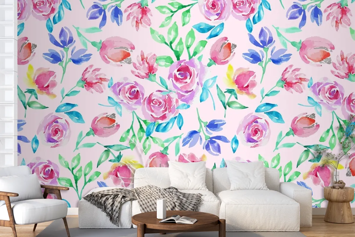 Hand Drawn Small Flowers Pattern Wallpaper Mural