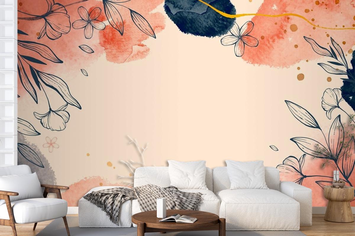 Hand Drawn Watercolor Floral Background Wallpaper Mural