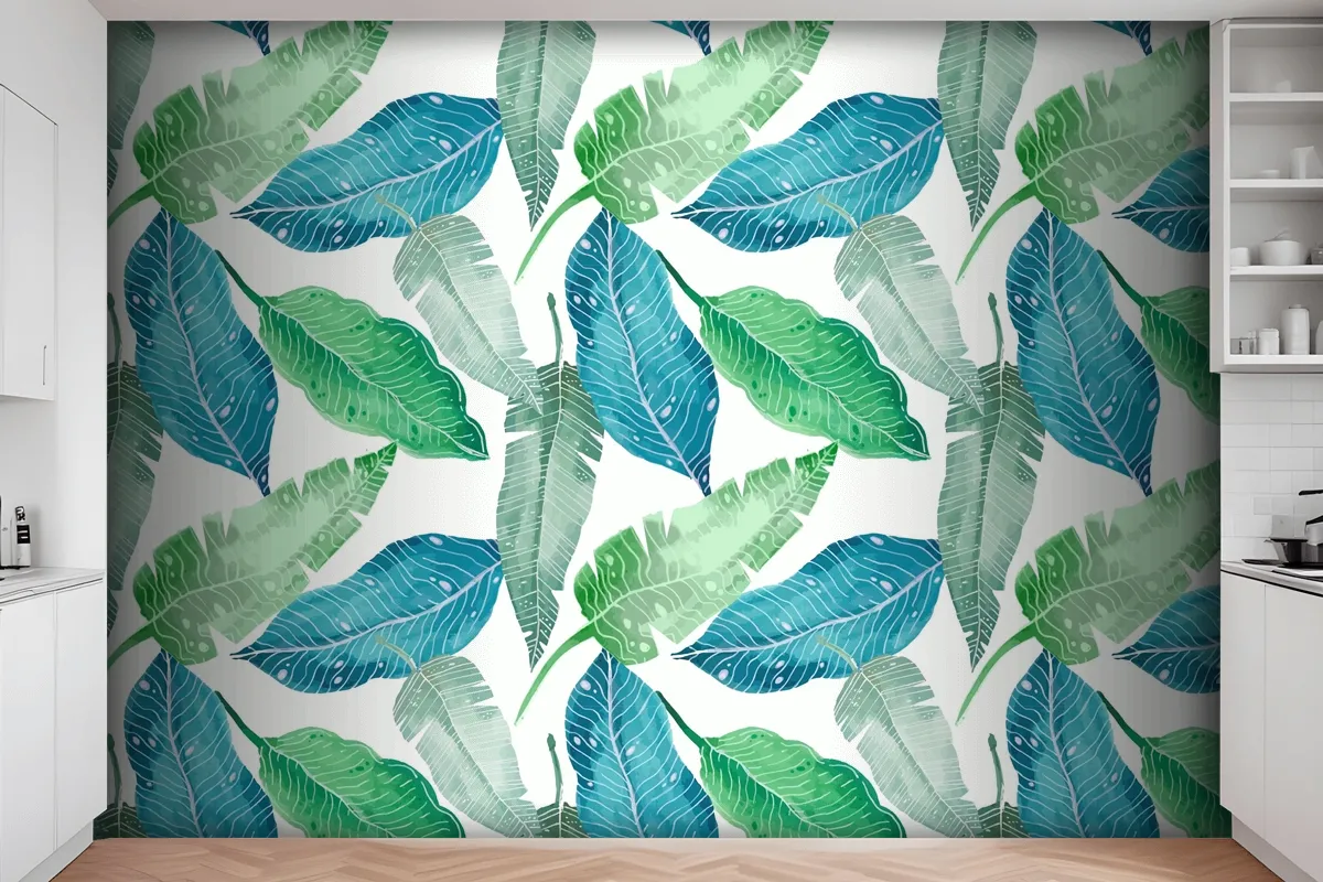 Hand Painted Summer Tropical Pattern Wallpaper Mural