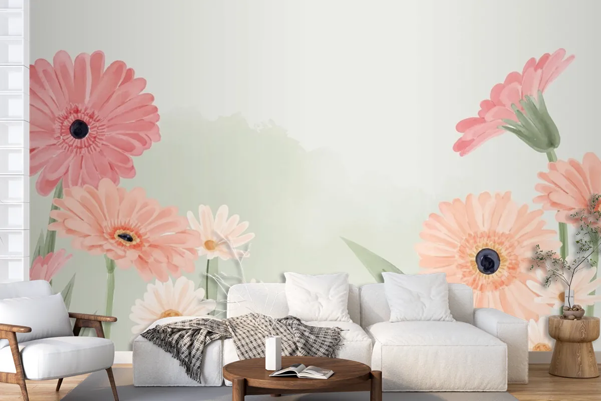 Hand Painted Watercolor Floral Background Wallpaper Mural