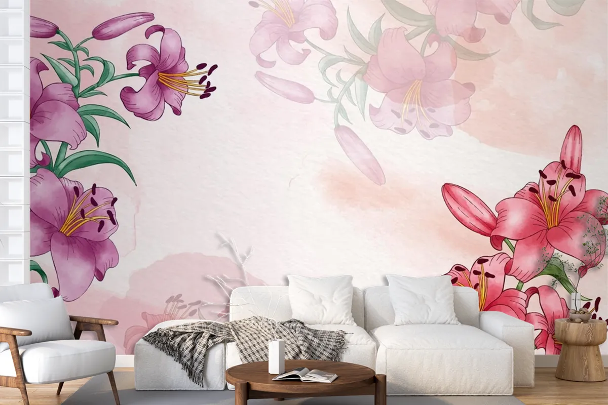 Hand Painted Watercolor Floral Background Wallpaper Mural