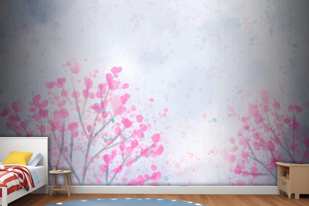 Hand Painted Watercolor Nature Background Wallpaper Mural