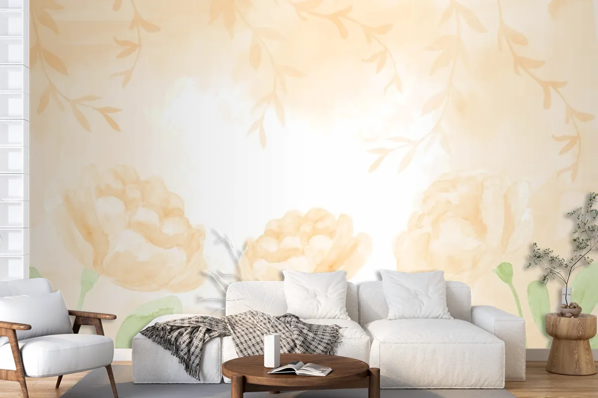 Hand Painted Watercolor Nature Background Wallpaper Mural