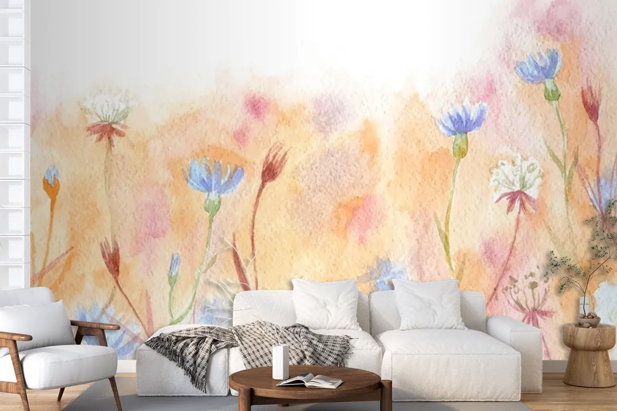 Hand Painted Watercolor Nature Wallpaper Mural