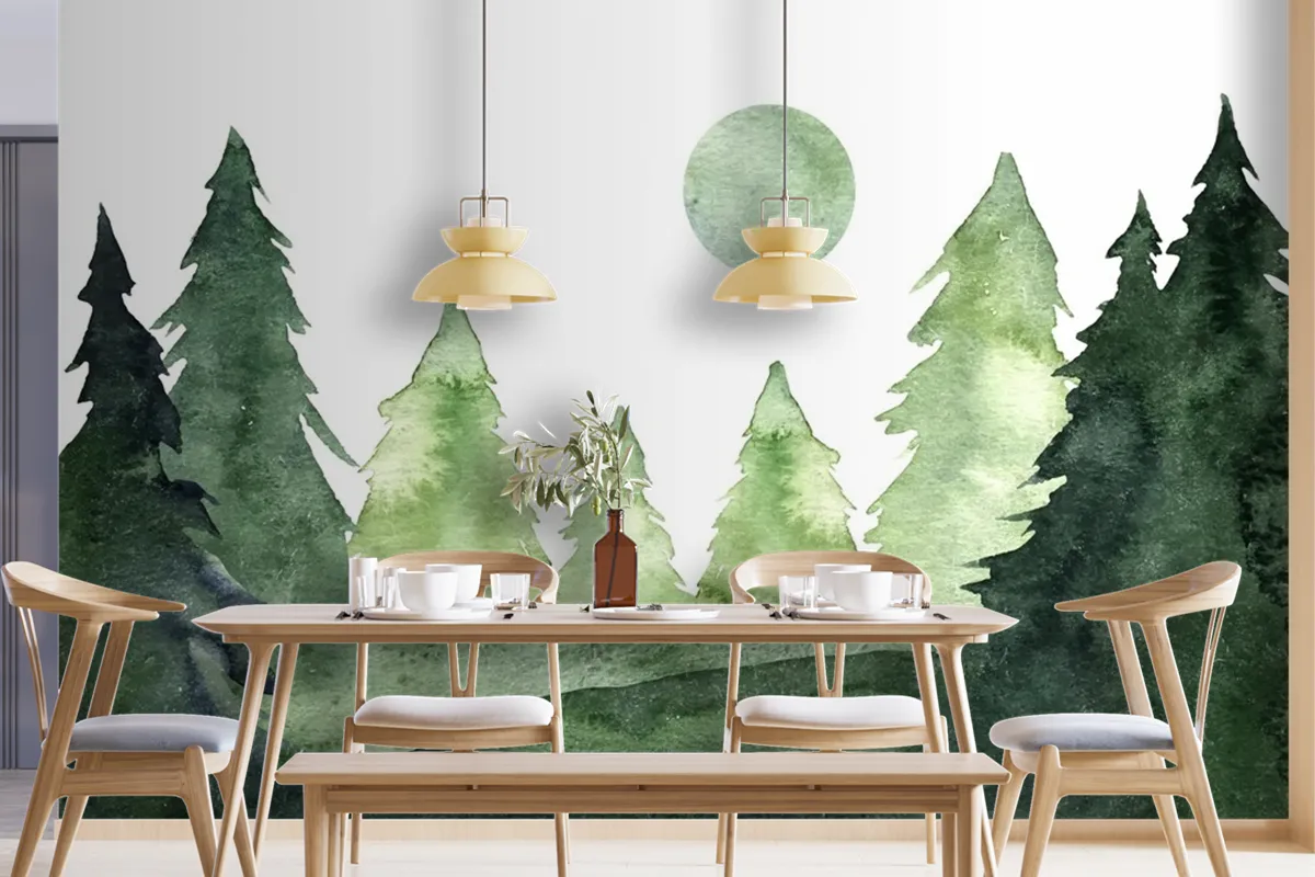 Hand Painted Watercolor Nature Background Wallpaper Mural 