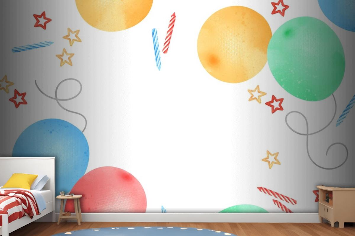 Happy Birthday Watercolor Frame Wallpaper Mural