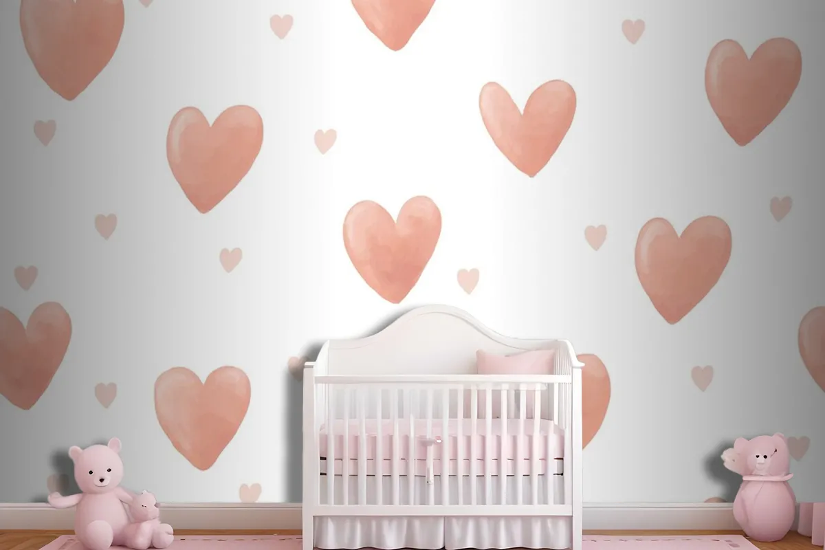 Heart Background Cute Watercolor Wallpaper Mural