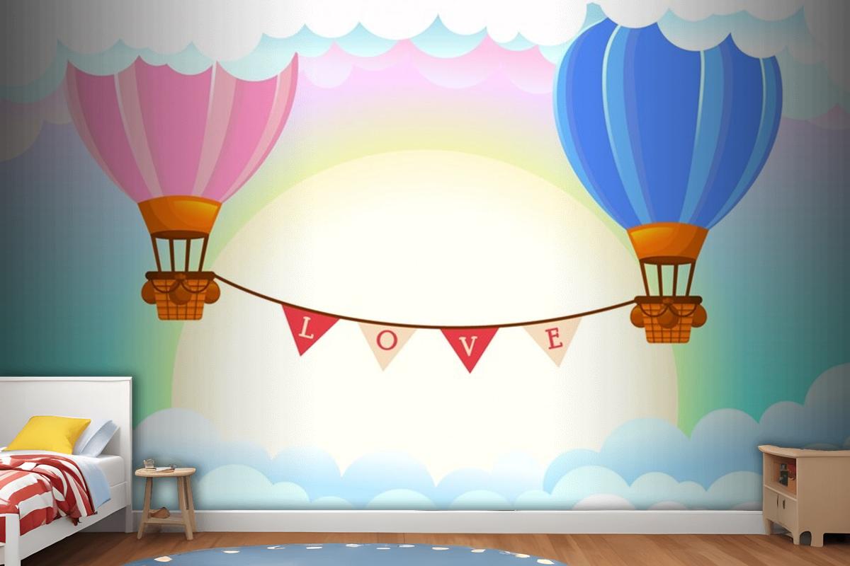 Hot Air Balloons Girl Wallpaper Mural