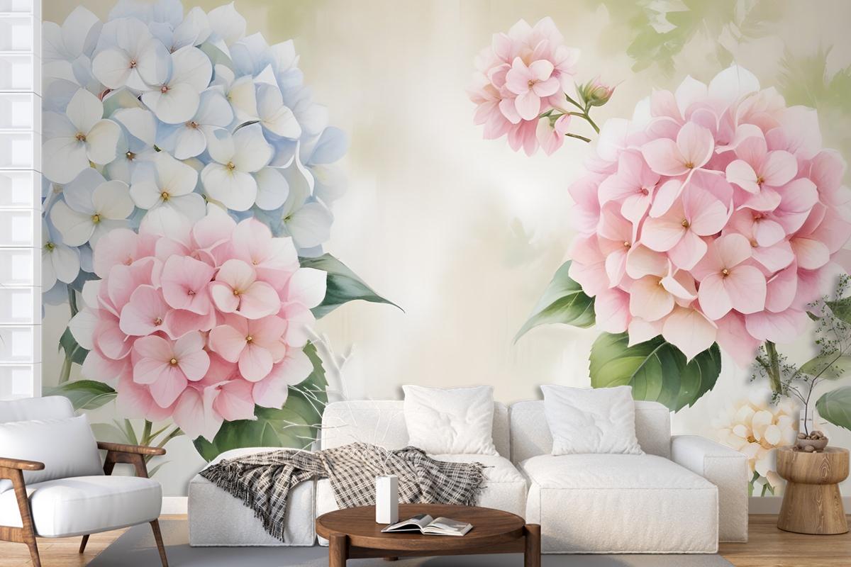 Hydrangea Floral Art Wallpaper Mural