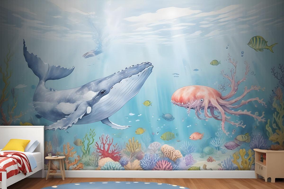 Kids Cute Whale Undersea Wallpaper Murals