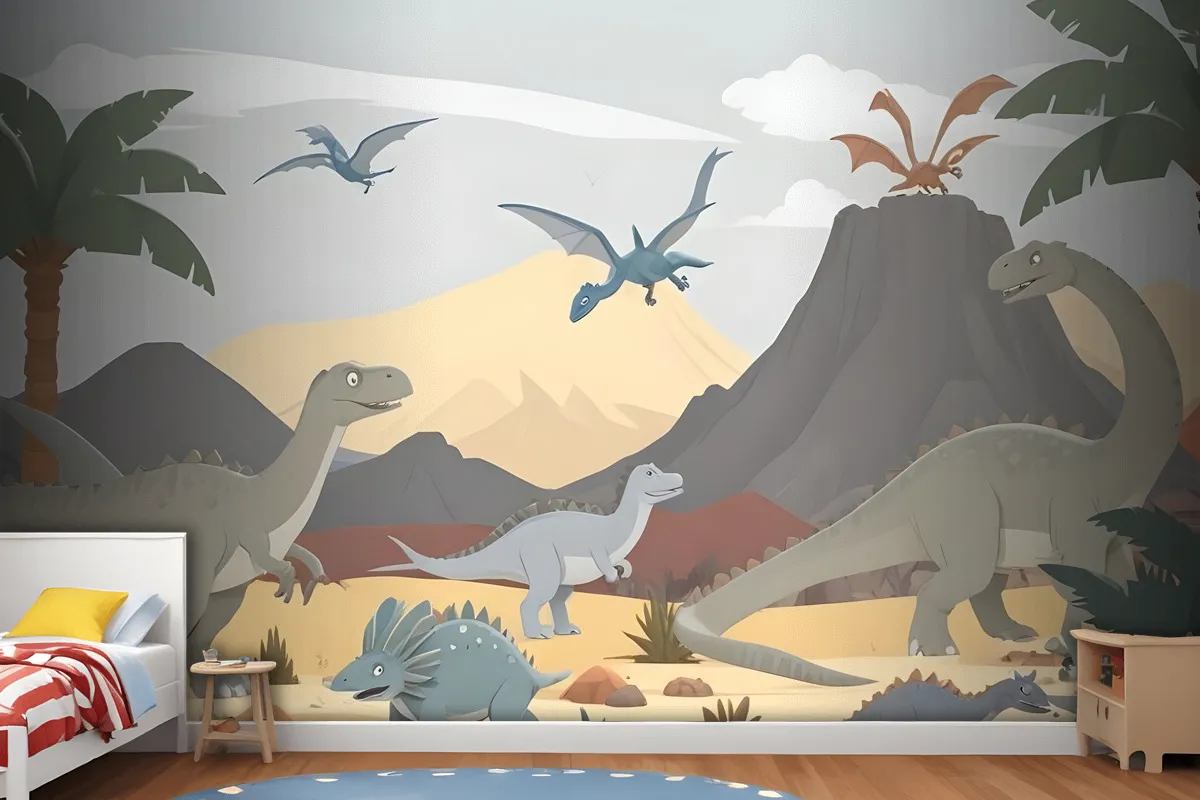 Kids Soft Dinosaurs Wallpaper Mural