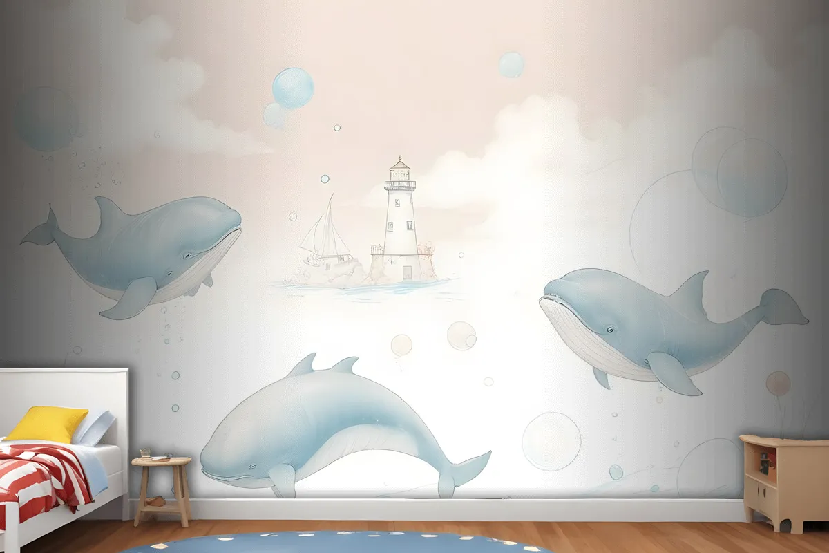 Kids Soft Whale Undersea Life Wallpaper Mural