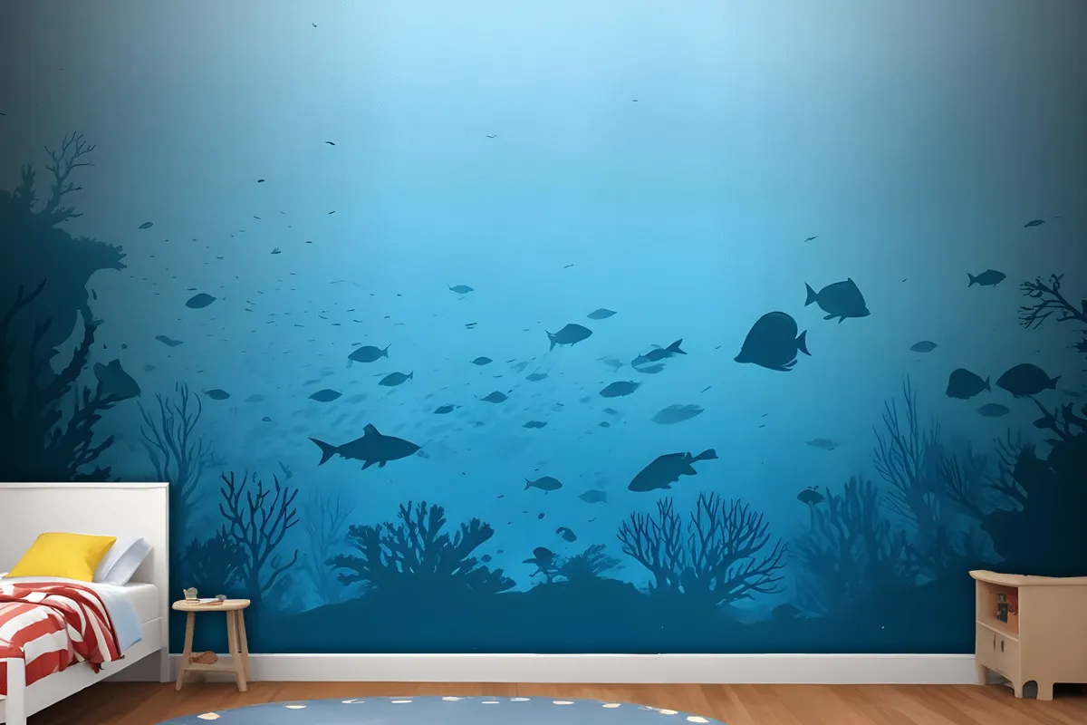 Kids Underwaters And Fishes Wallpaper Mural