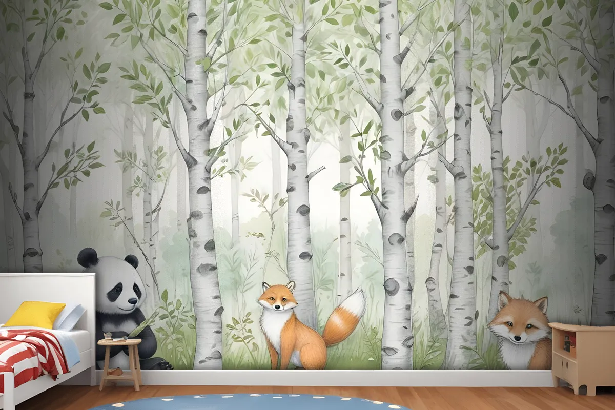 Kids Woodland Animals In The Forest Wallpaper Mural