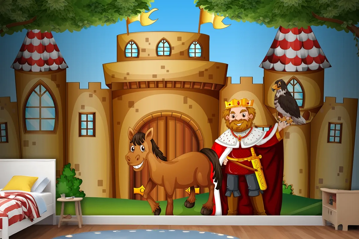 King And Horse At The Castle Wallpaper Mural