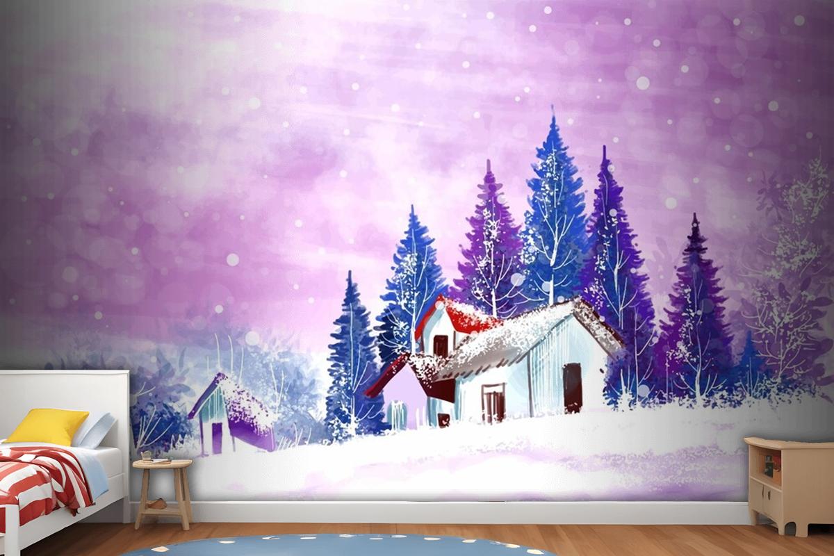 Landscape For Winter And New Year Holidays Christmas Wallpaper Mural