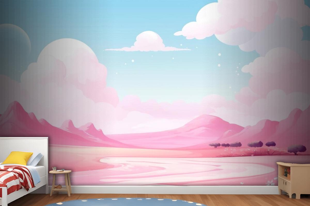 Landscape With Mountains And Clouds Wallpaper Mural